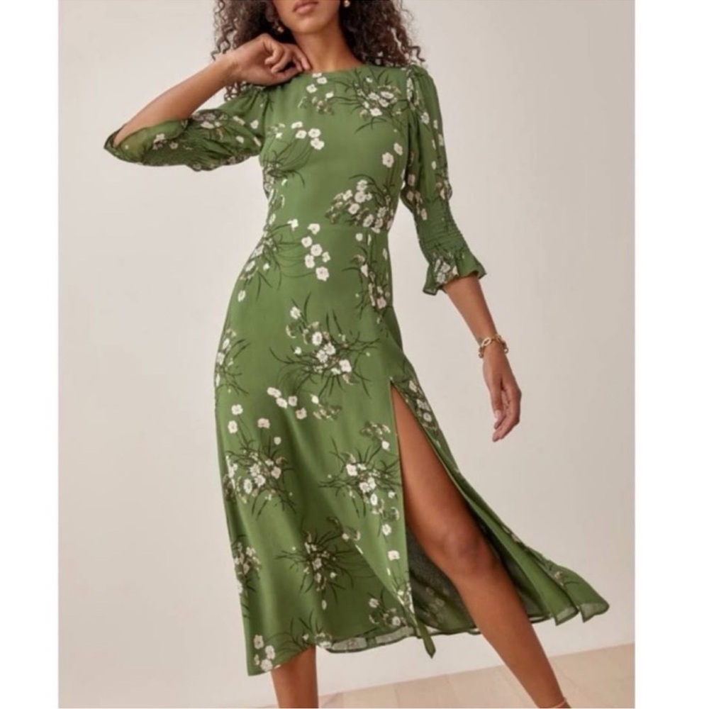 Reformation Carolina Floral Green Midi Dress - Picture 1 of 5